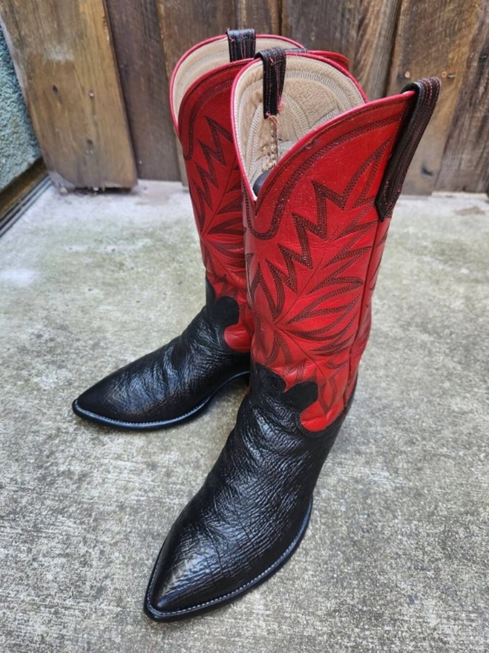 PAUL BOND/CHRIS BENNETT Mens Exotic Sharkskin Cowboy Boots 8.5D